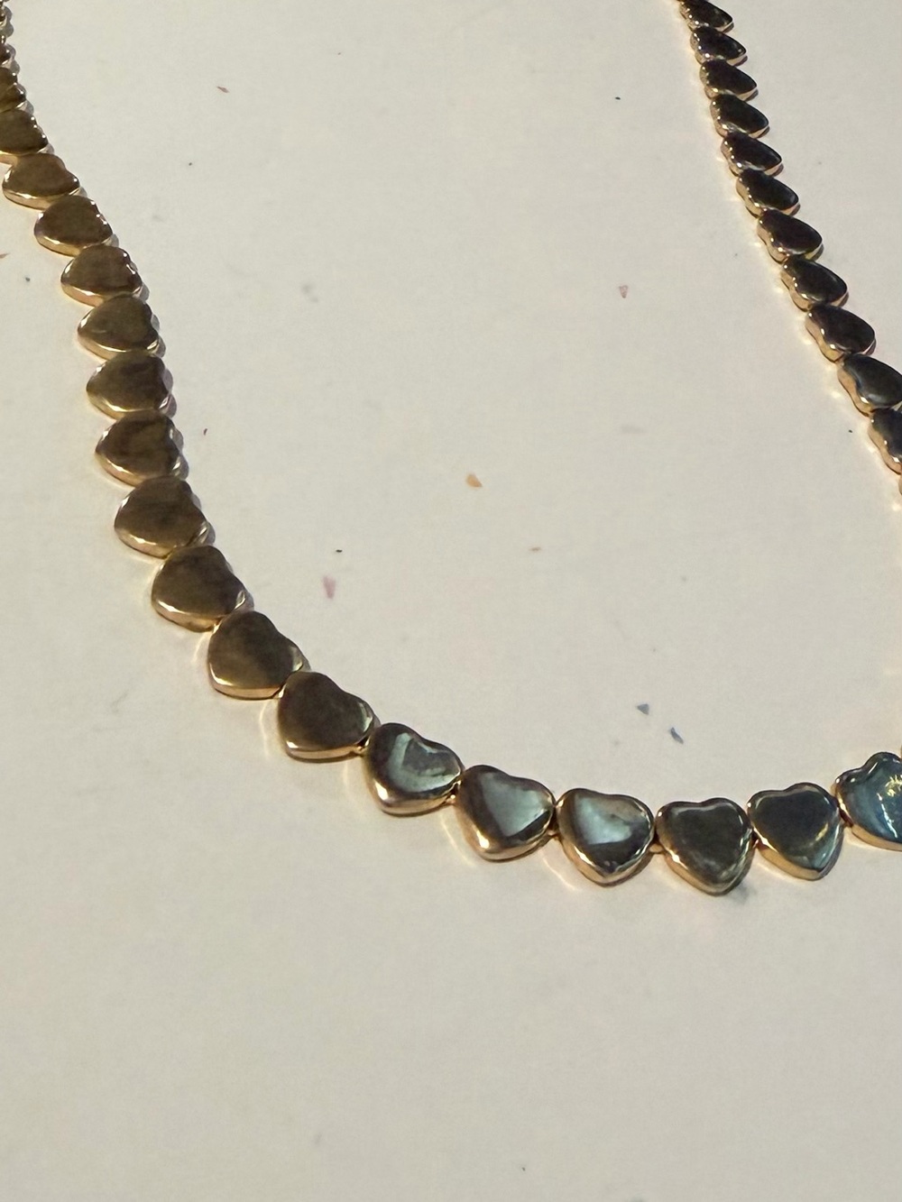 Gold Heart Station Necklace - Elegant Women's Jewelry